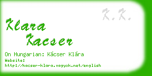 klara kacser business card