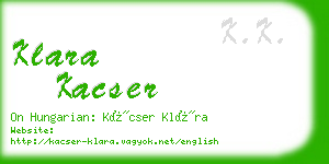 klara kacser business card